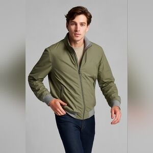 Hudson & Barrow Men’s Medium Gray Bomber Jacket Lightweight Zip Up Casual Preppy